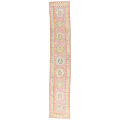 3 x 16 Modern Pink Turkish Oushak Rug Runner 54027