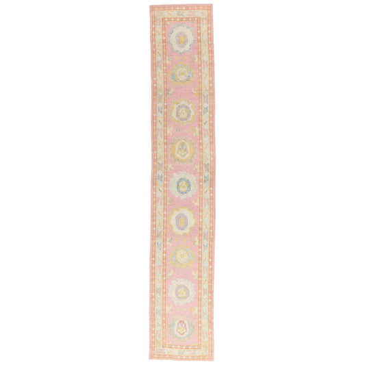 3 x 16 Modern Pink Turkish Oushak Rug Runner 54027