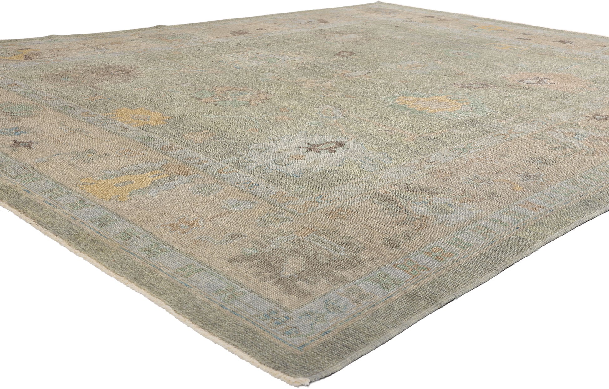 9 x 12 Light Green Modern Turkish Oushak Rug 53407