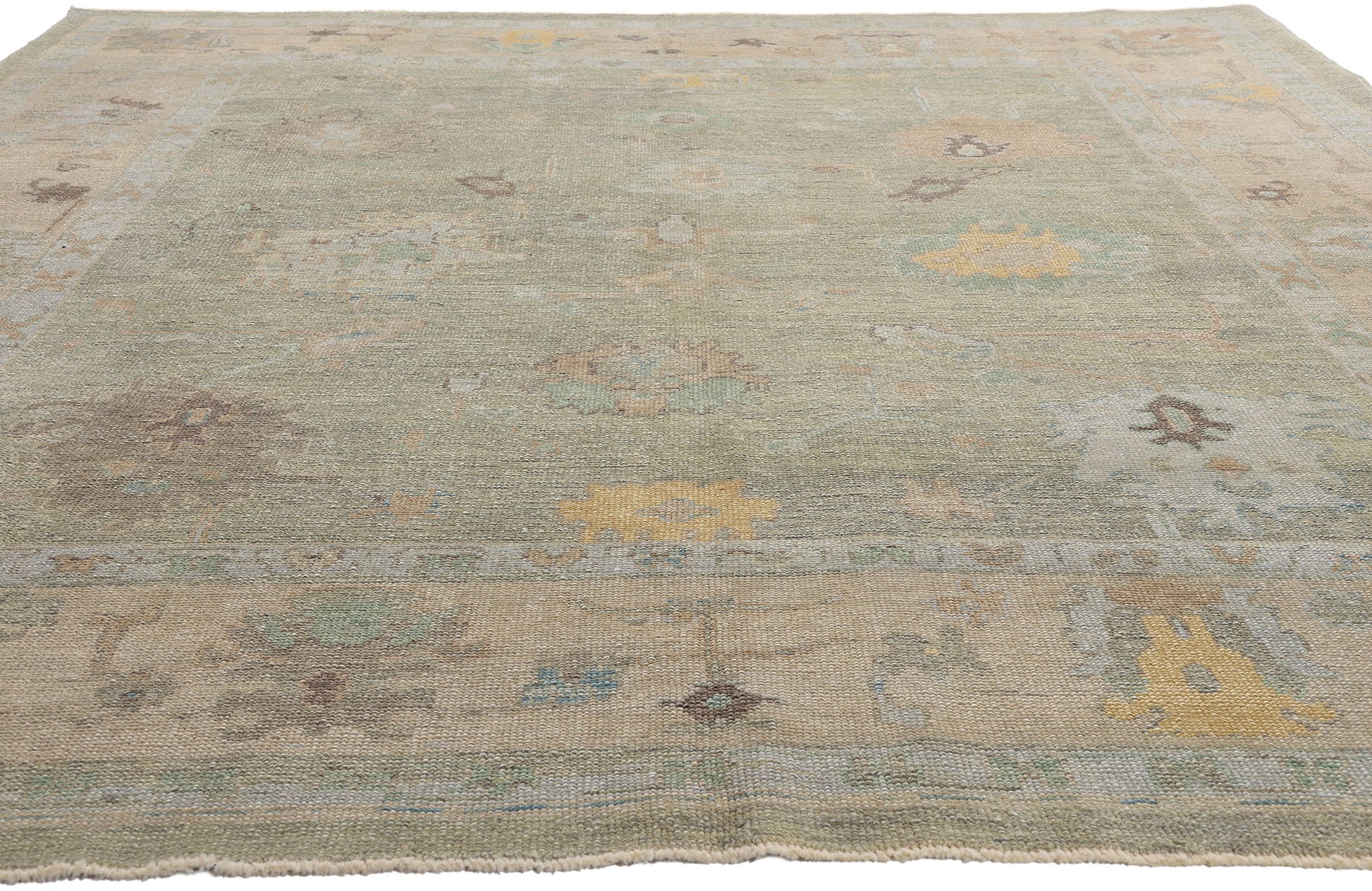 9 x 12 Light Green Modern Turkish Oushak Rug 53407