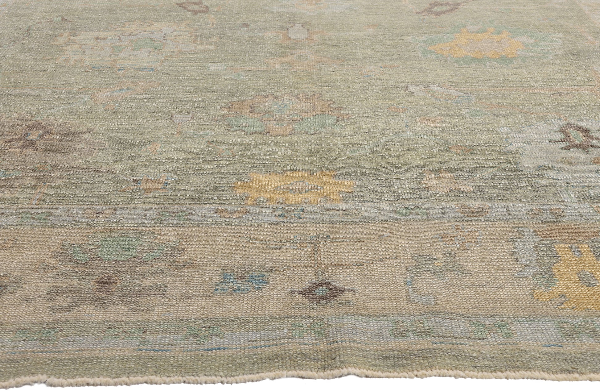 9 x 12 Light Green Modern Turkish Oushak Rug 53407