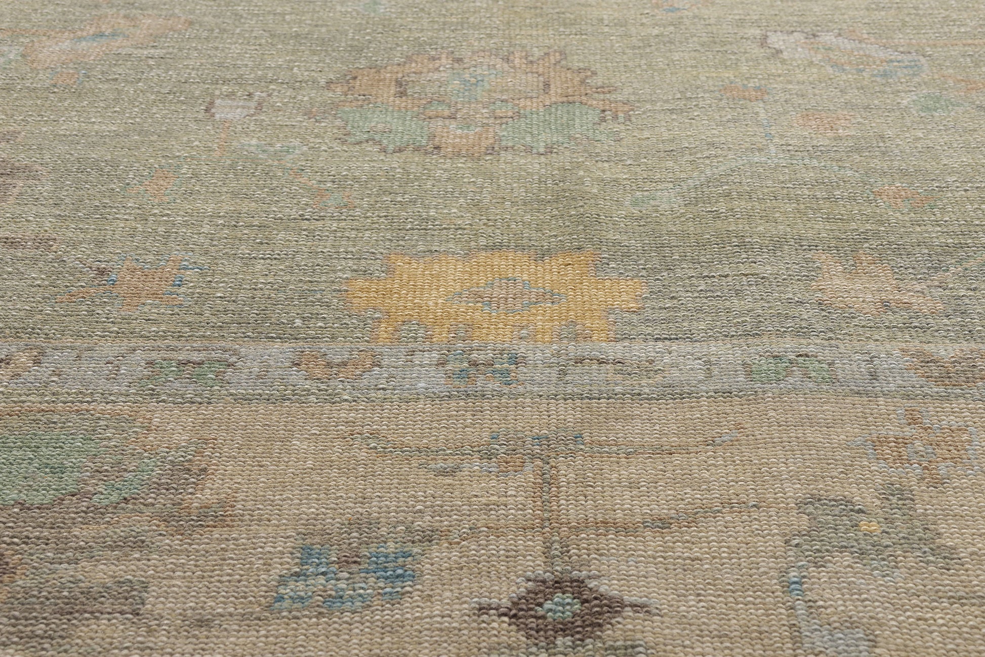 9 x 12 Light Green Modern Turkish Oushak Rug 53407