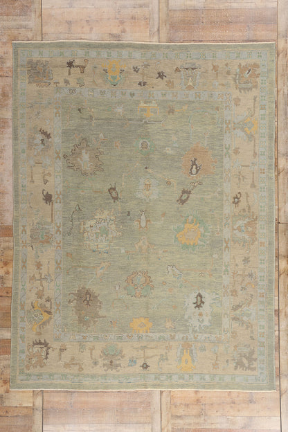 9 x 12 Light Green Modern Turkish Oushak Rug 53407