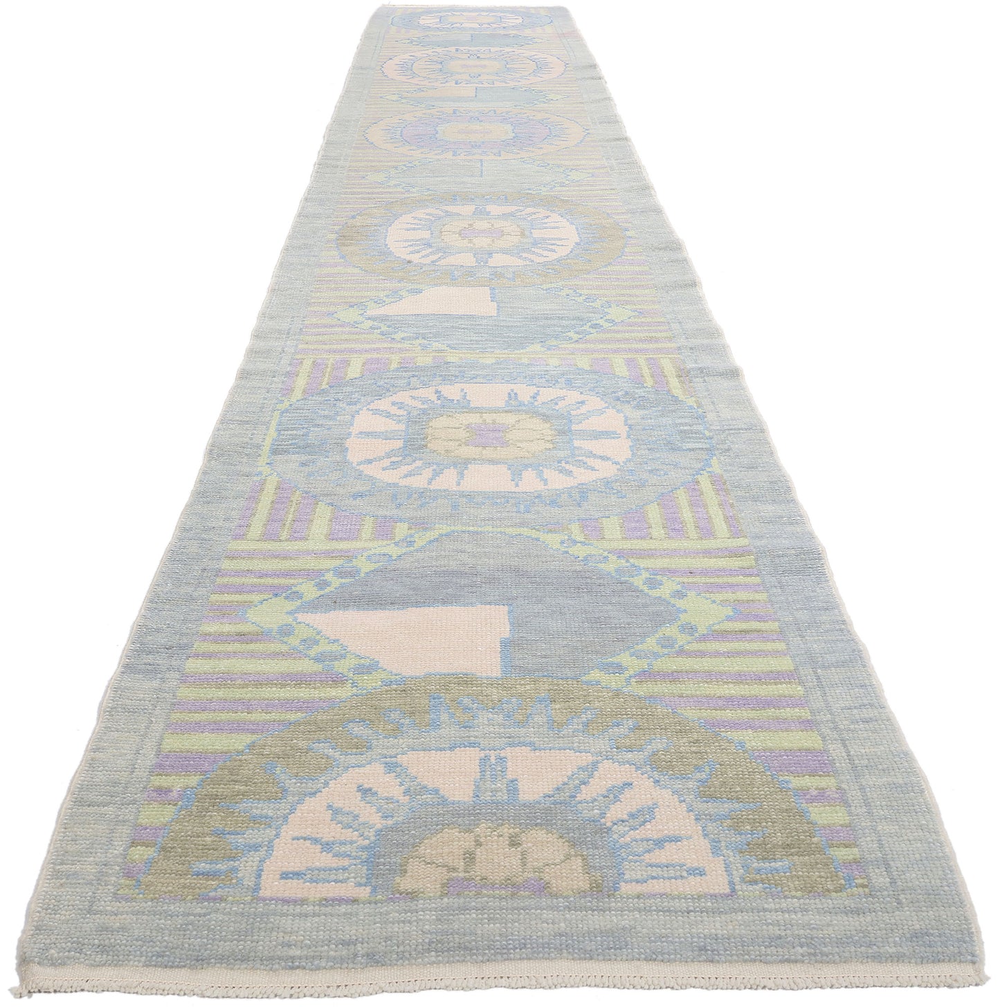 3 x 19 Modern Sunburst Turkish Oushak Rug 53971