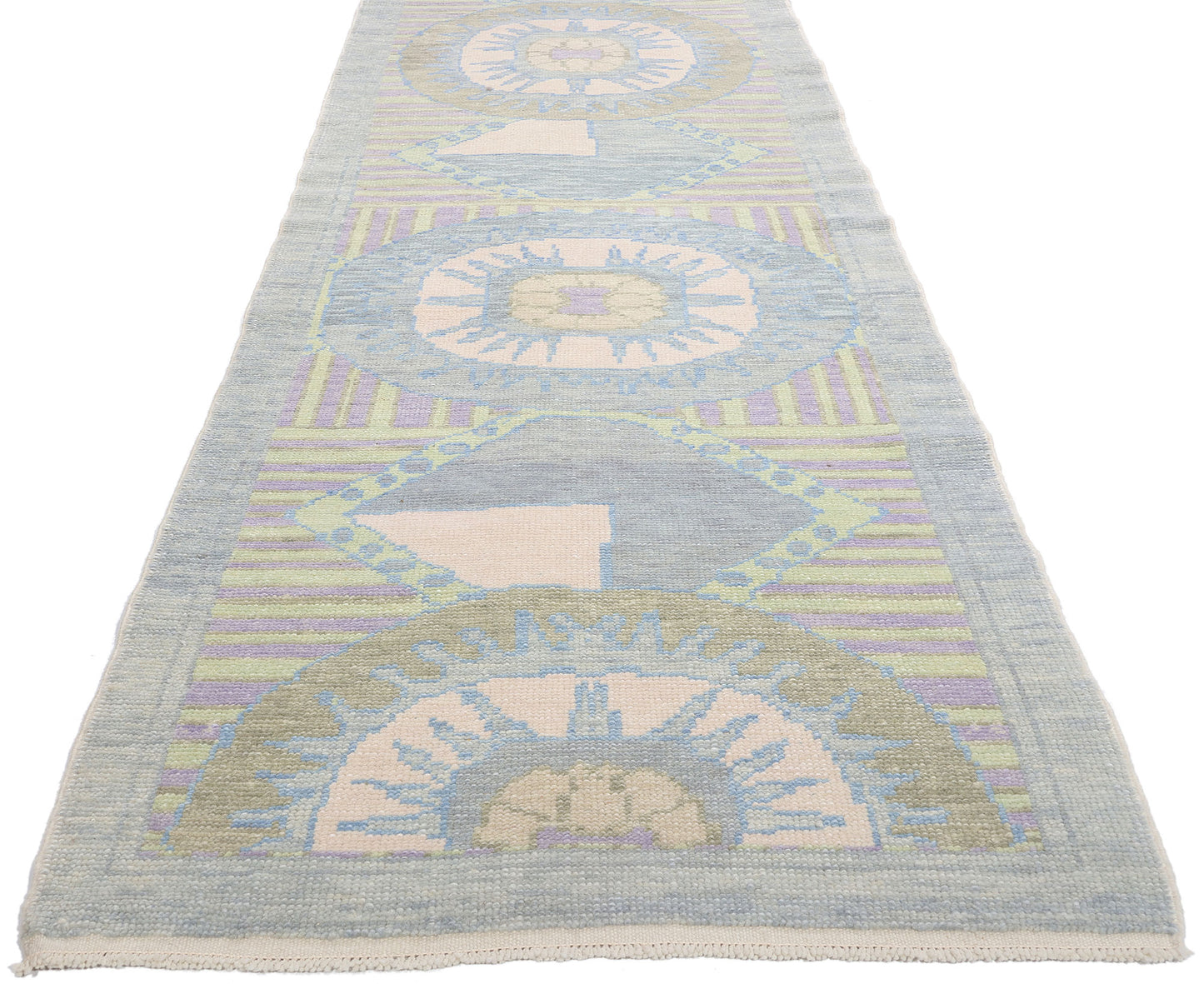 3 x 19 Modern Sunburst Turkish Oushak Rug 53971