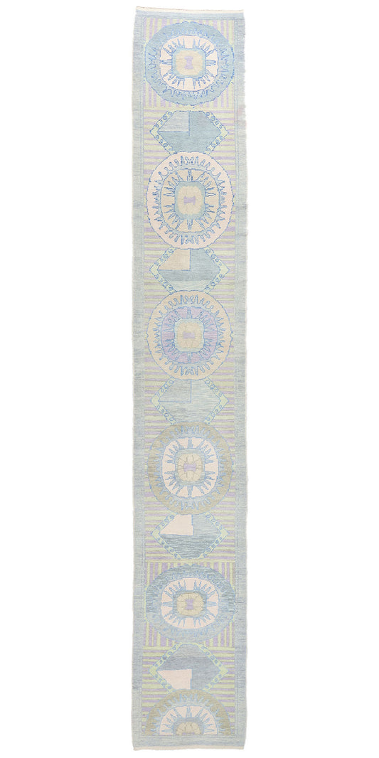 3 x 19 Modern Sunburst Turkish Oushak Rug 53971