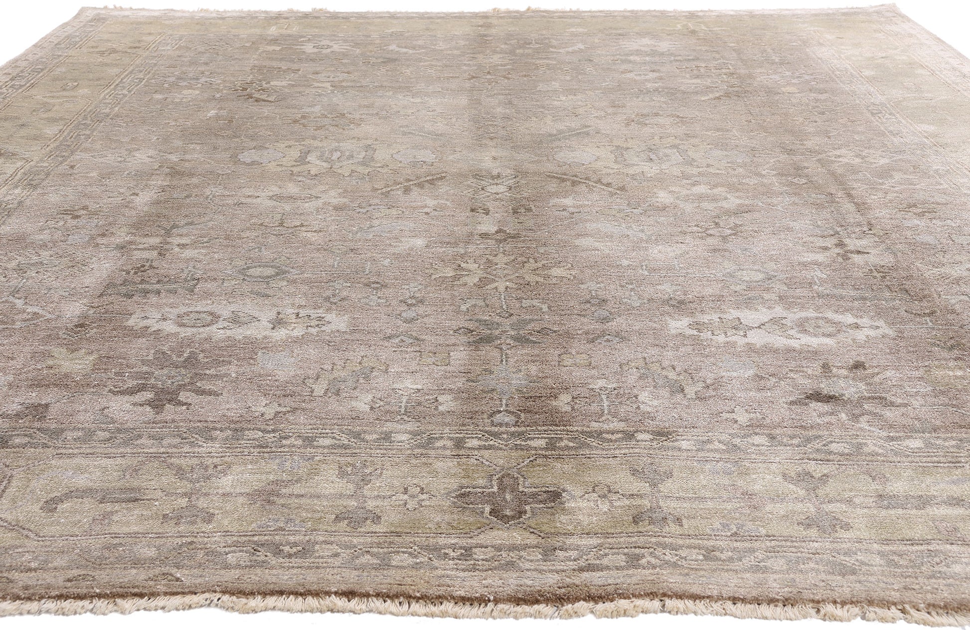 9 x 12 Taupe Modern Indian Oushak Rug 30026