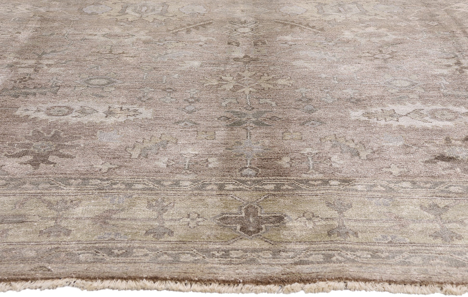 9 x 12 Taupe Modern Indian Oushak Rug 30026