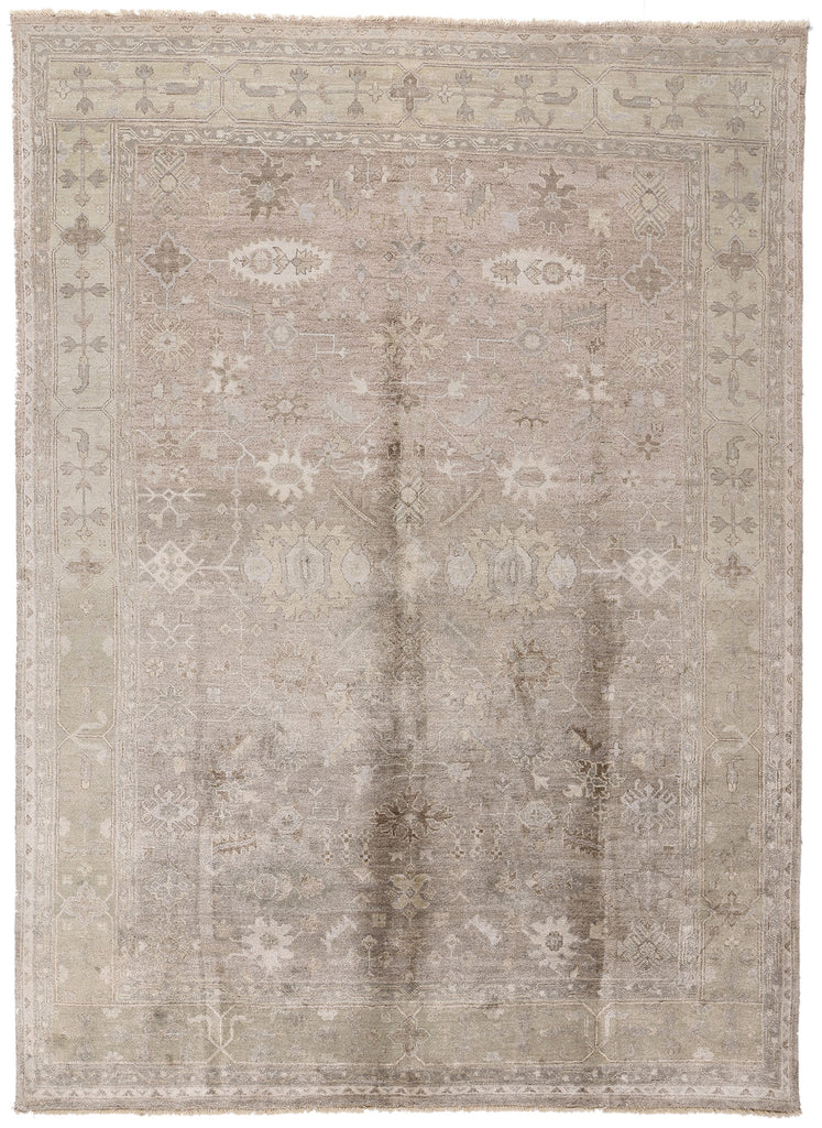 9 x 12 Taupe Modern Indian Oushak Rug 30026