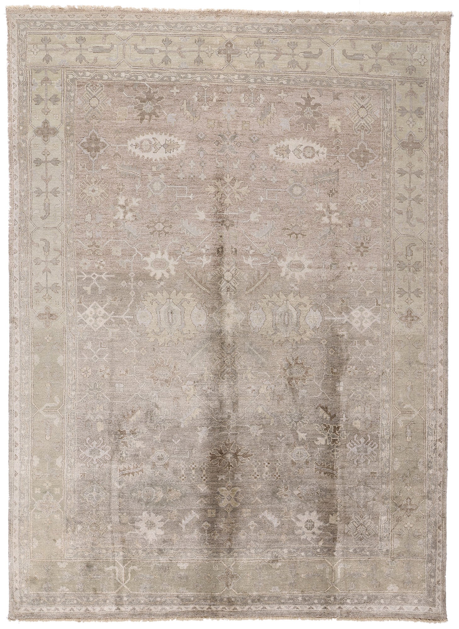 9 x 12 Taupe Modern Indian Oushak Rug 30026