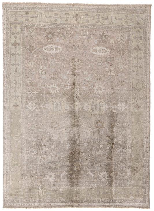 9 x 12 Taupe Modern Indian Oushak Rug 30026