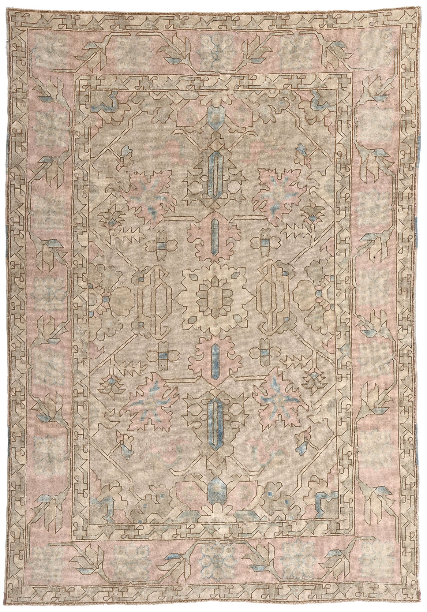 6 x 9 Vintage Pastel Turkish Oushak Rug 53993