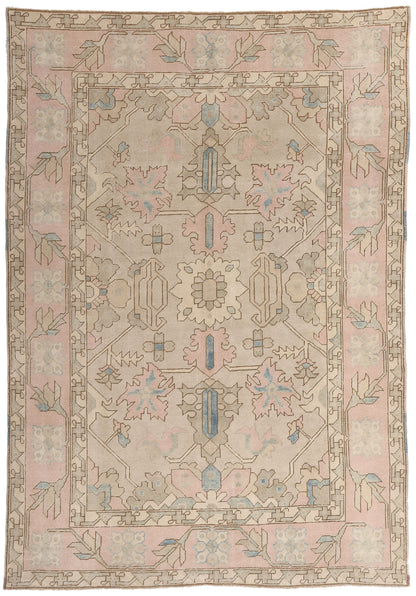 6 x 9 Vintage Pastel Turkish Oushak Rug 53993