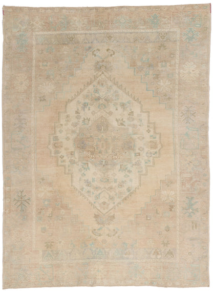 8 x 10 Vintage Muted Turkish Oushak Rug 53994