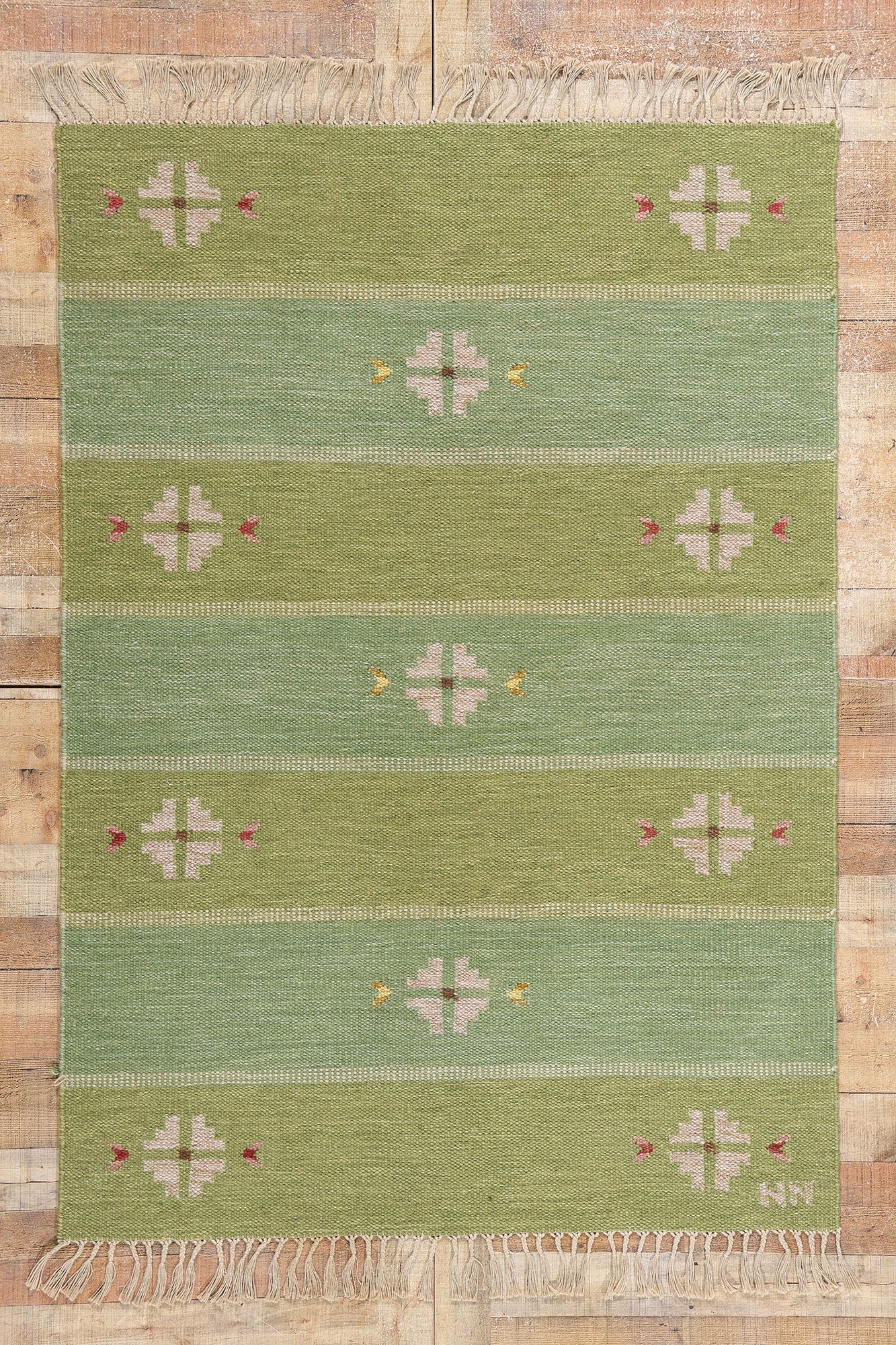 5 x 7 Nils Nilsson Vintage Swedish Rollakan Rug 79034