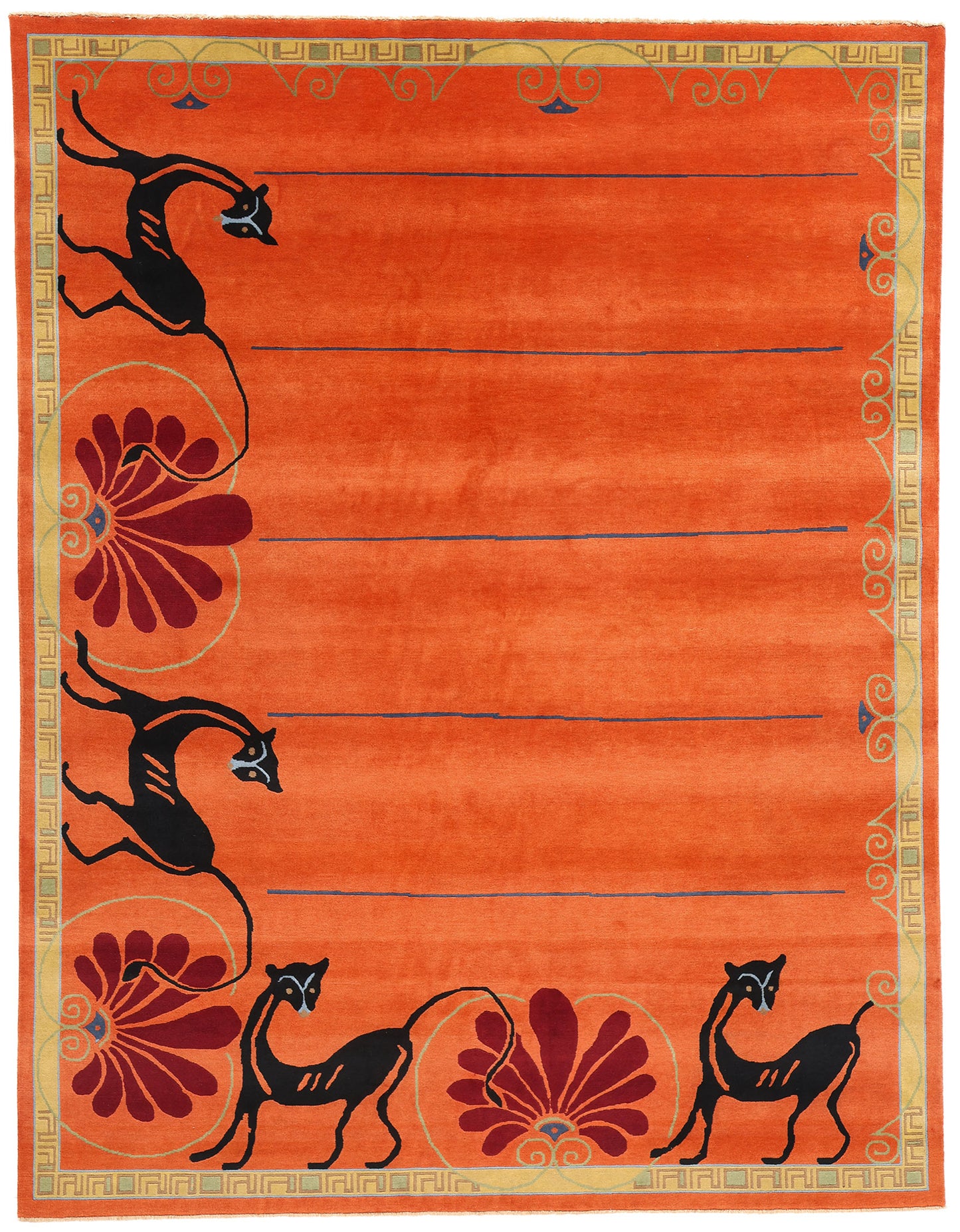 8 x 10 Modern Orange Chinese Art Deco Rug 31097