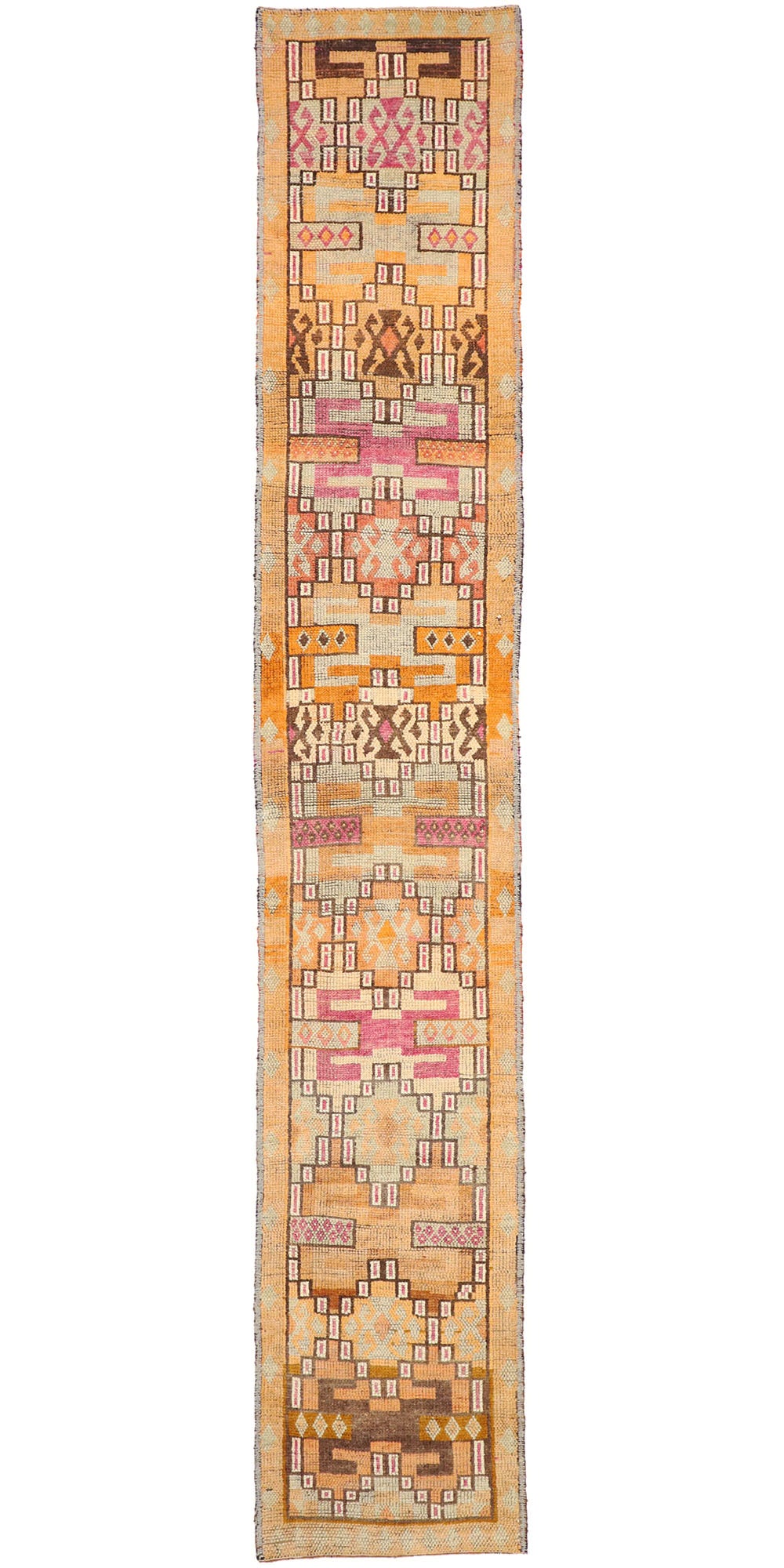 3 x 15 Vintage Orange Turkish Oushak Rug 52666