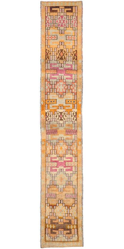 3 x 15 Vintage Orange Turkish Oushak Rug 52666