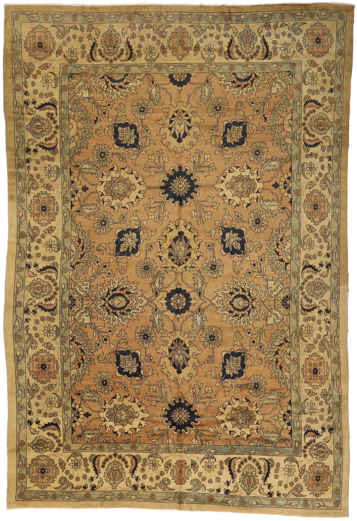 13 x 19 - Brown Vintage Persian Mahal Rug - 75827