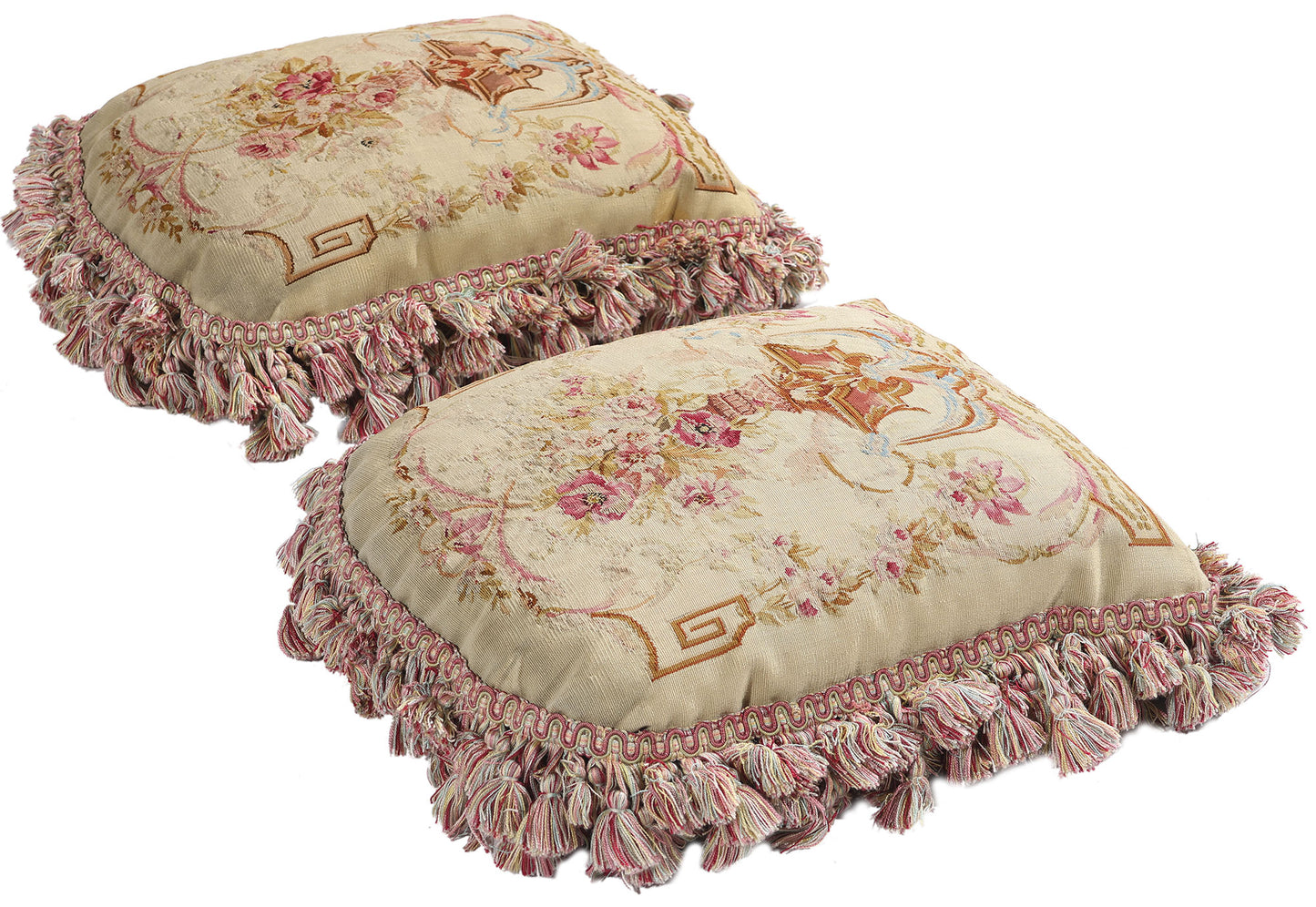 1 x 1 Pair of Antique French Aubusson Tapestry Pillows 79197