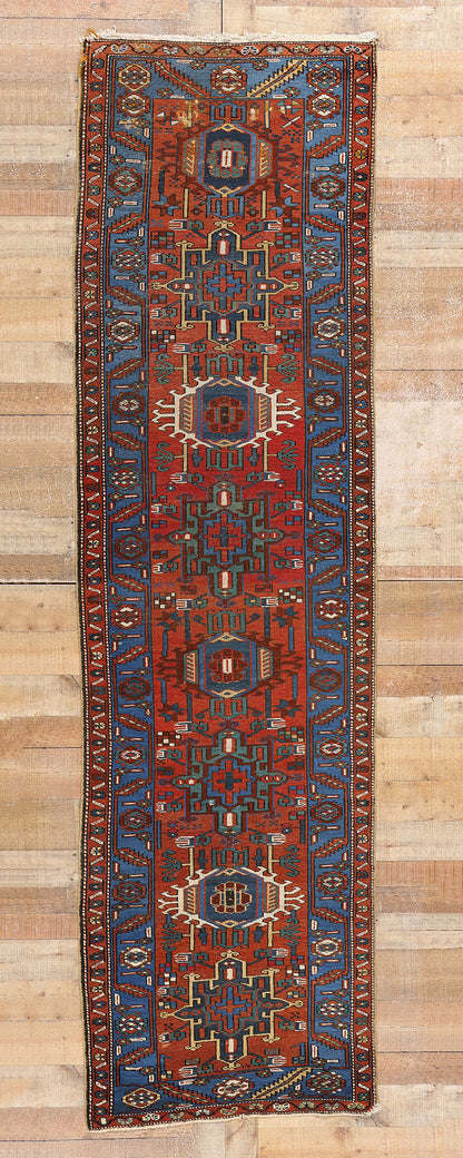 3 x 10 Vintage Persian Karaja Heriz Rug 78955