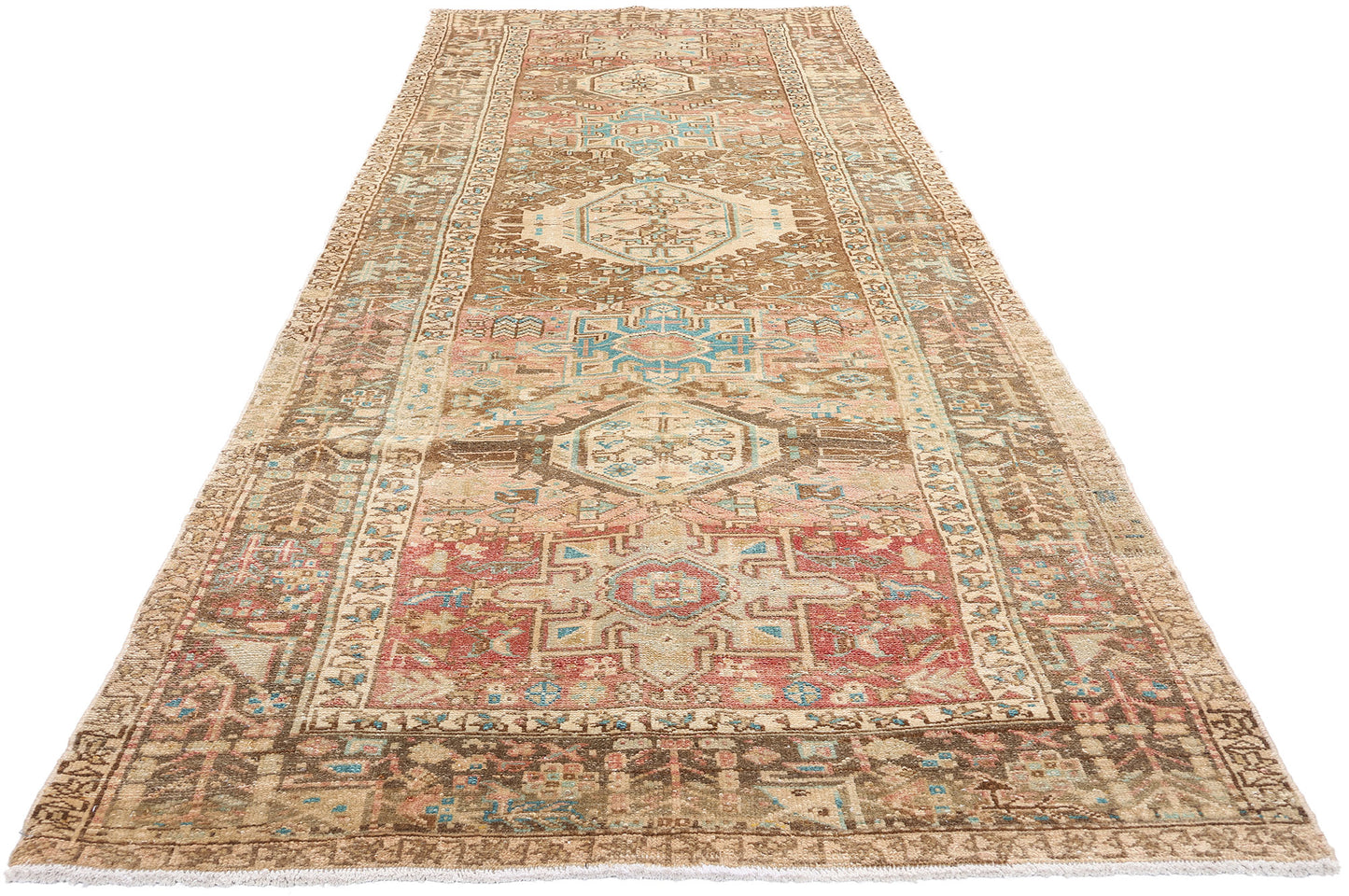 4 x 11 Vintage Persian Karaja Heriz Rug 61331