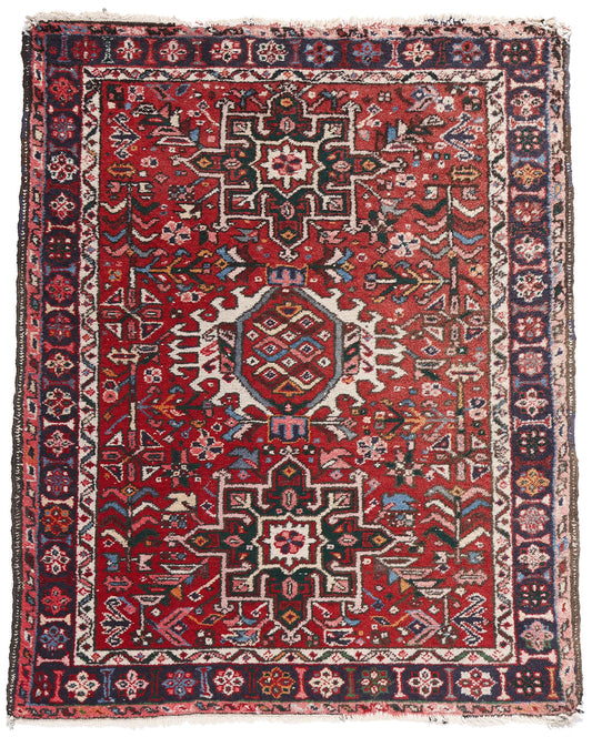 4 x 5 Vintage Persian Karaja Heriz Rug 78968