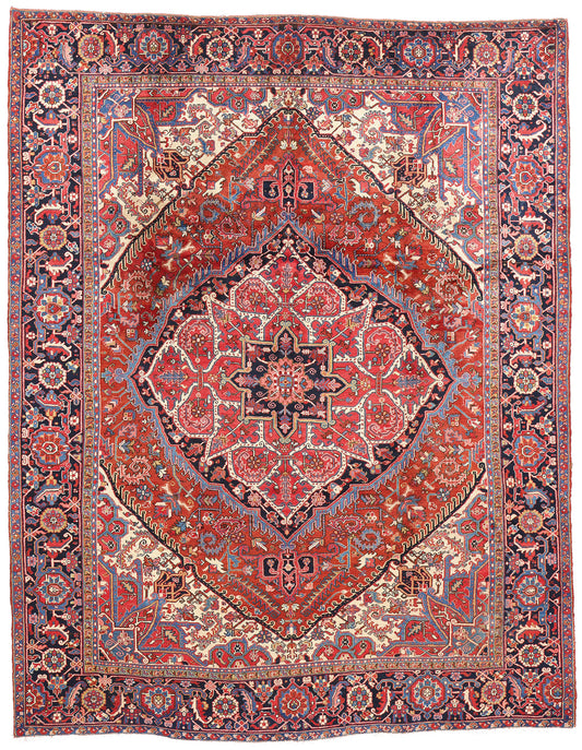 9 x 12 Antique Persian Heriz Rug 61387