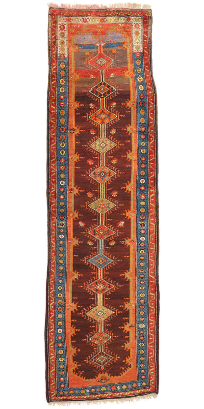 4 x 13 Antique Persian Tribal Kurdish Rug 61359