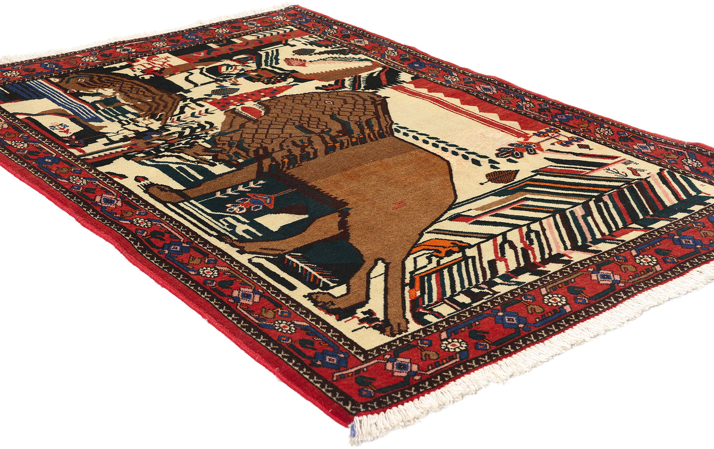 3 x 5 Vintage Persian Abadeh Pictorial Rug 79009