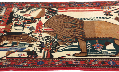 3 x 5 Vintage Persian Abadeh Pictorial Rug 79009
