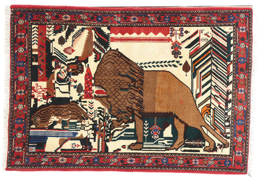 3 x 5 Vintage Persian Abadeh Pictorial Rug 79009