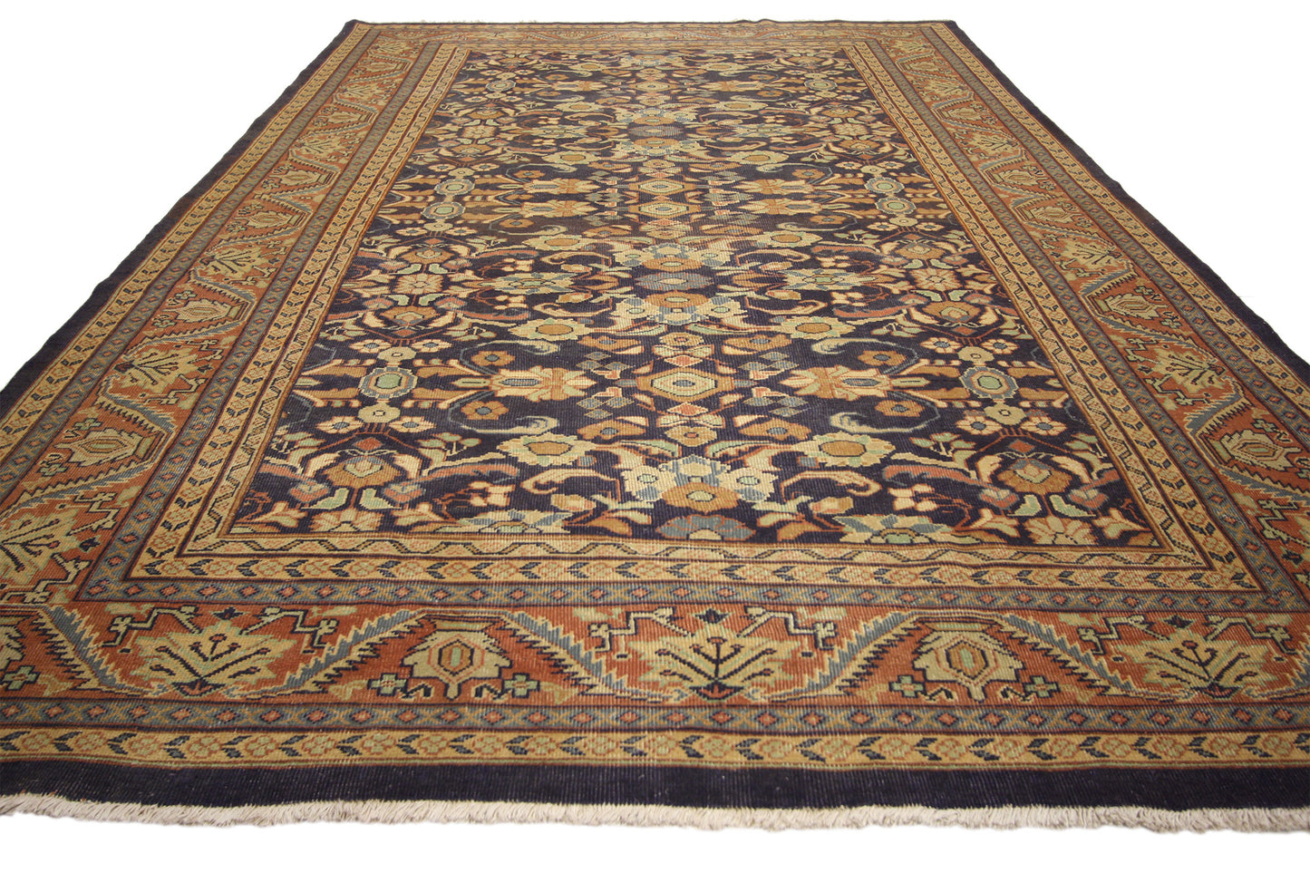 7 x 10 - Brown Vintage Persian Mahal Rug - 75830