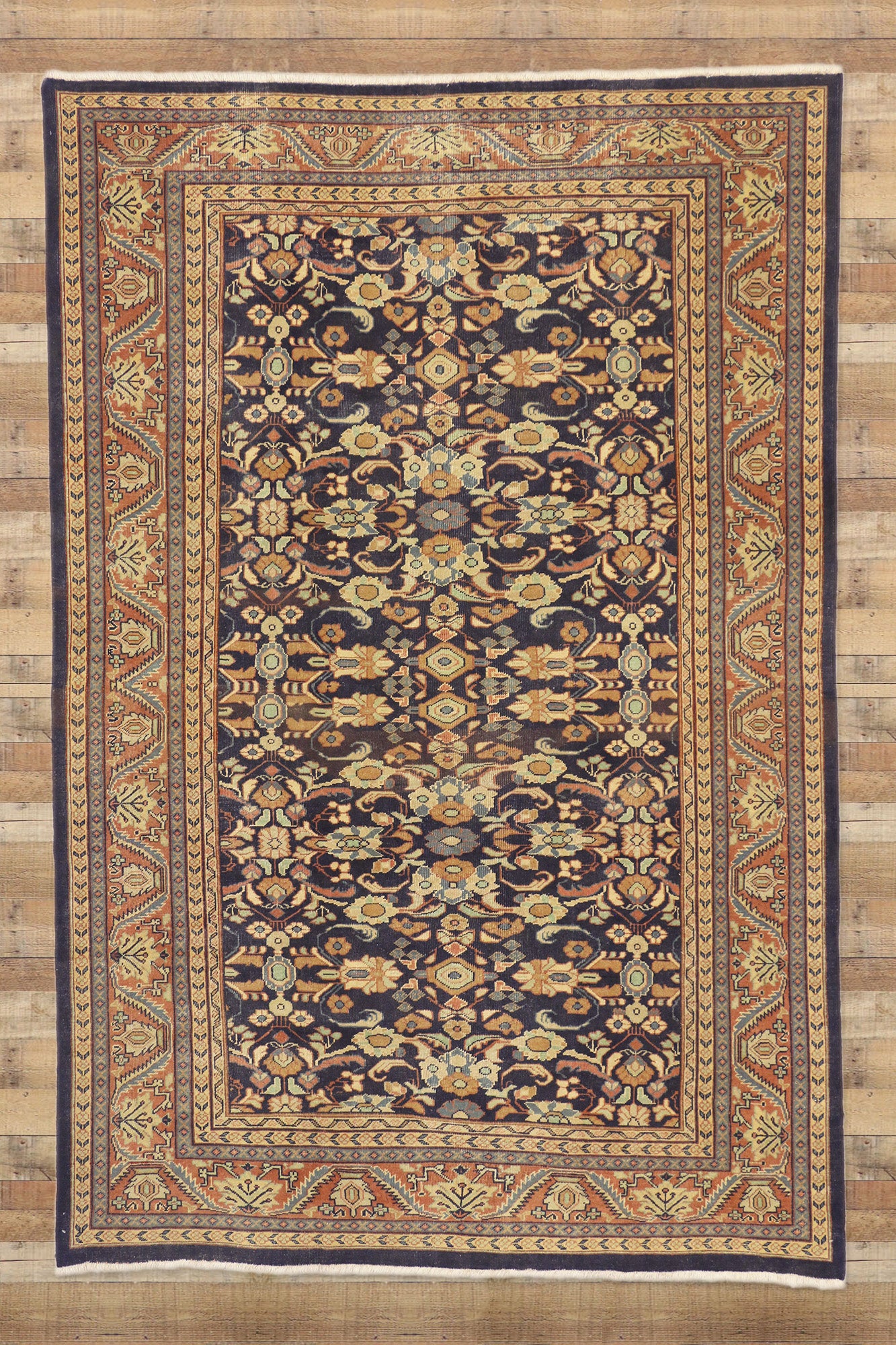 7 x 10 - Brown Vintage Persian Mahal Rug - 75830