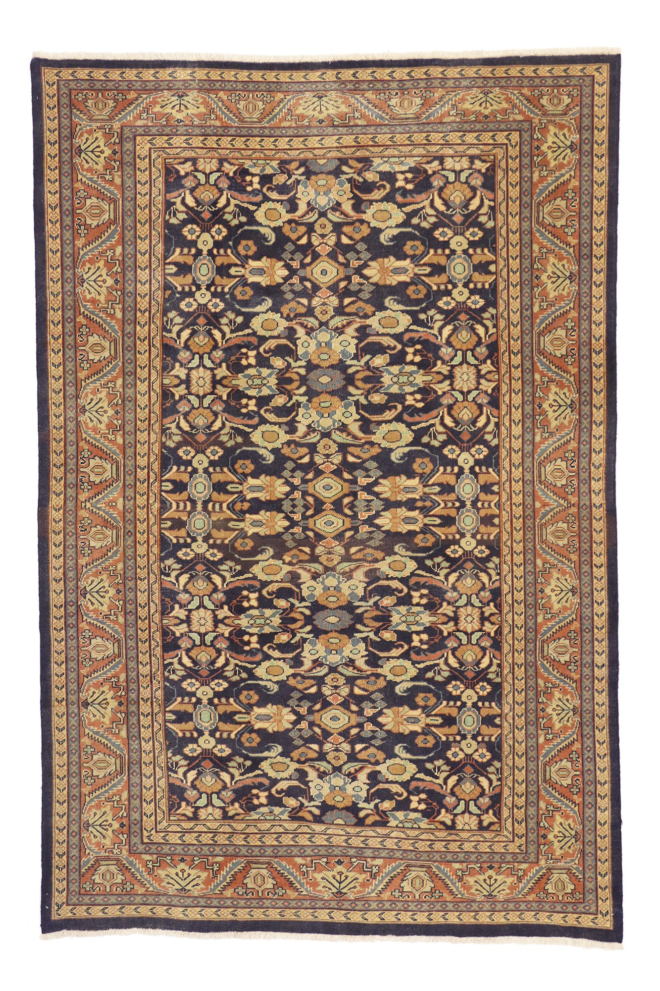 7 x 10 - Brown Vintage Persian Mahal Rug - 75830