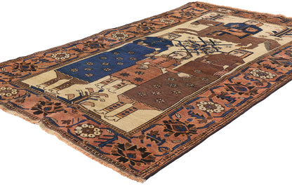 4 x 6 Vintage Persian Shiraz Pictorial Rug 79097