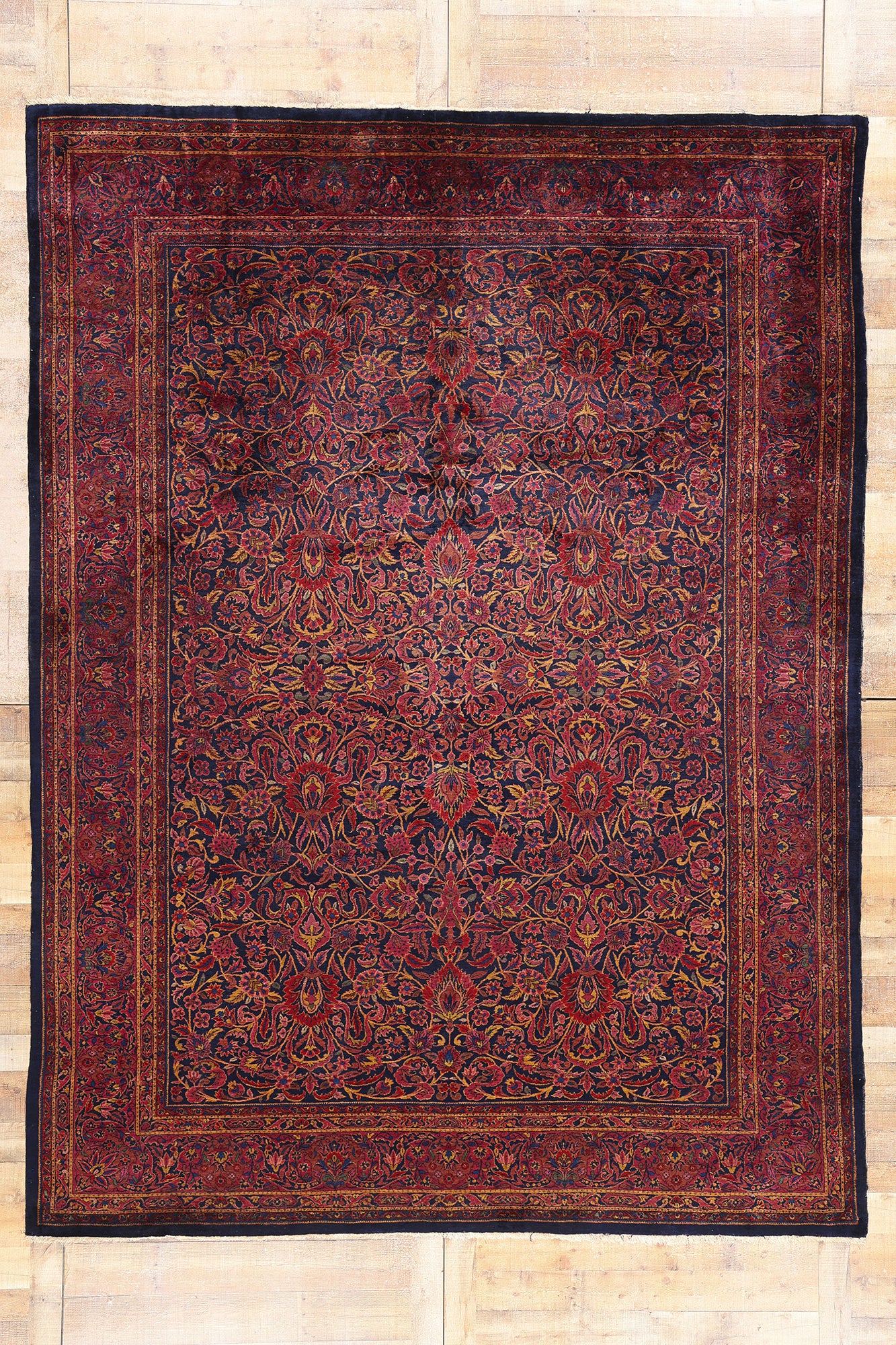 9 x 12 Antique Persian Sarouk Rug 79151