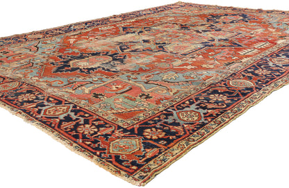 9 x 12 Antique Persian Serapi Rug 78922