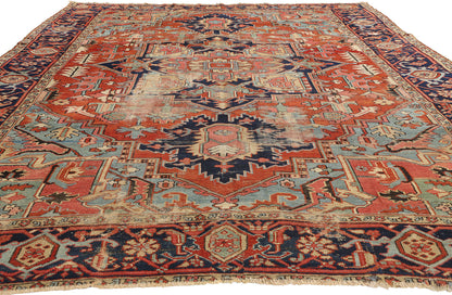 9 x 12 Antique Persian Serapi Rug 78922