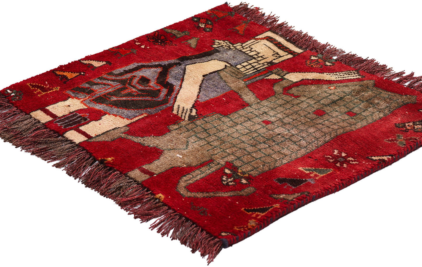 2 x 2 Vintage Persian Shiraz Pictorial Rug 79265
