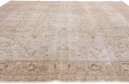 10 x 13 Vintage Earth-Tone Persian Tabriz Rug 61352