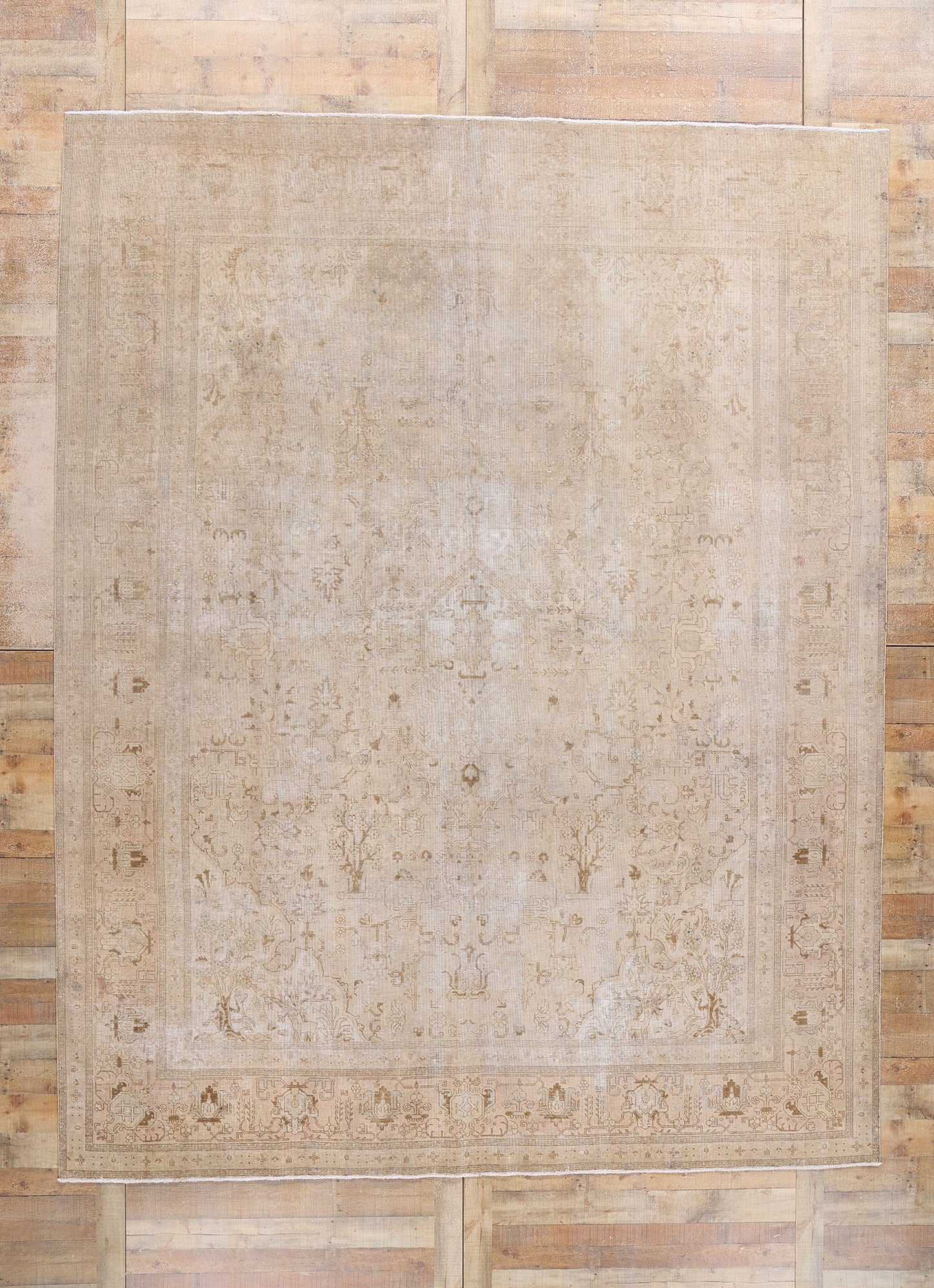 10 x 13 Vintage Earth-Tone Persian Tabriz Rug 61352