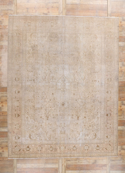 10 x 13 Vintage Earth-Tone Persian Tabriz Rug 61352