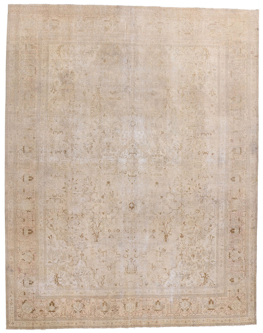 10 x 13 Vintage Earth-Tone Persian Tabriz Rug 61352
