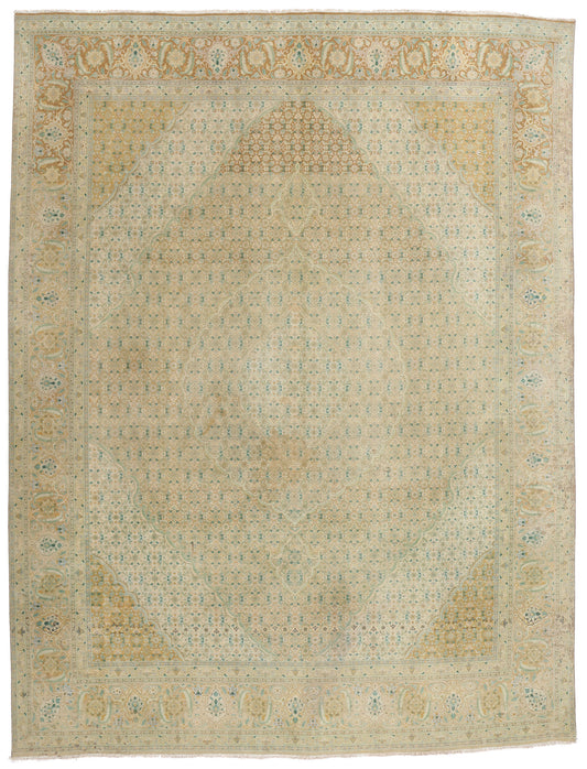 10 x 13 Vintage Persian Mahi Tabriz Rug 61366
