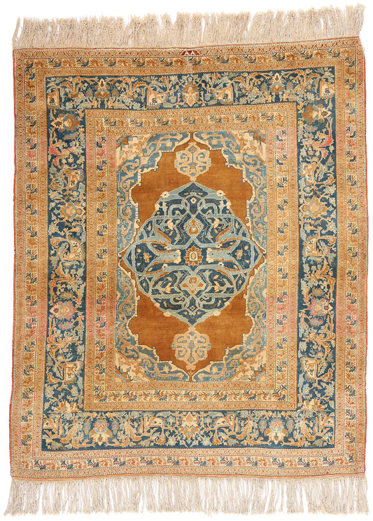 4 x 5 Haji Jalili Antique Persian Tabriz Rug 79132