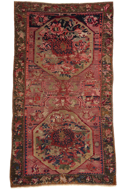 4 x 8 Antique Caucasian Karabagh Rose Rug 61160