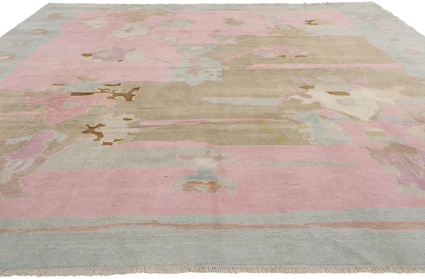 10 x 13 Modern Pink Turkish Oushak Rug 53980