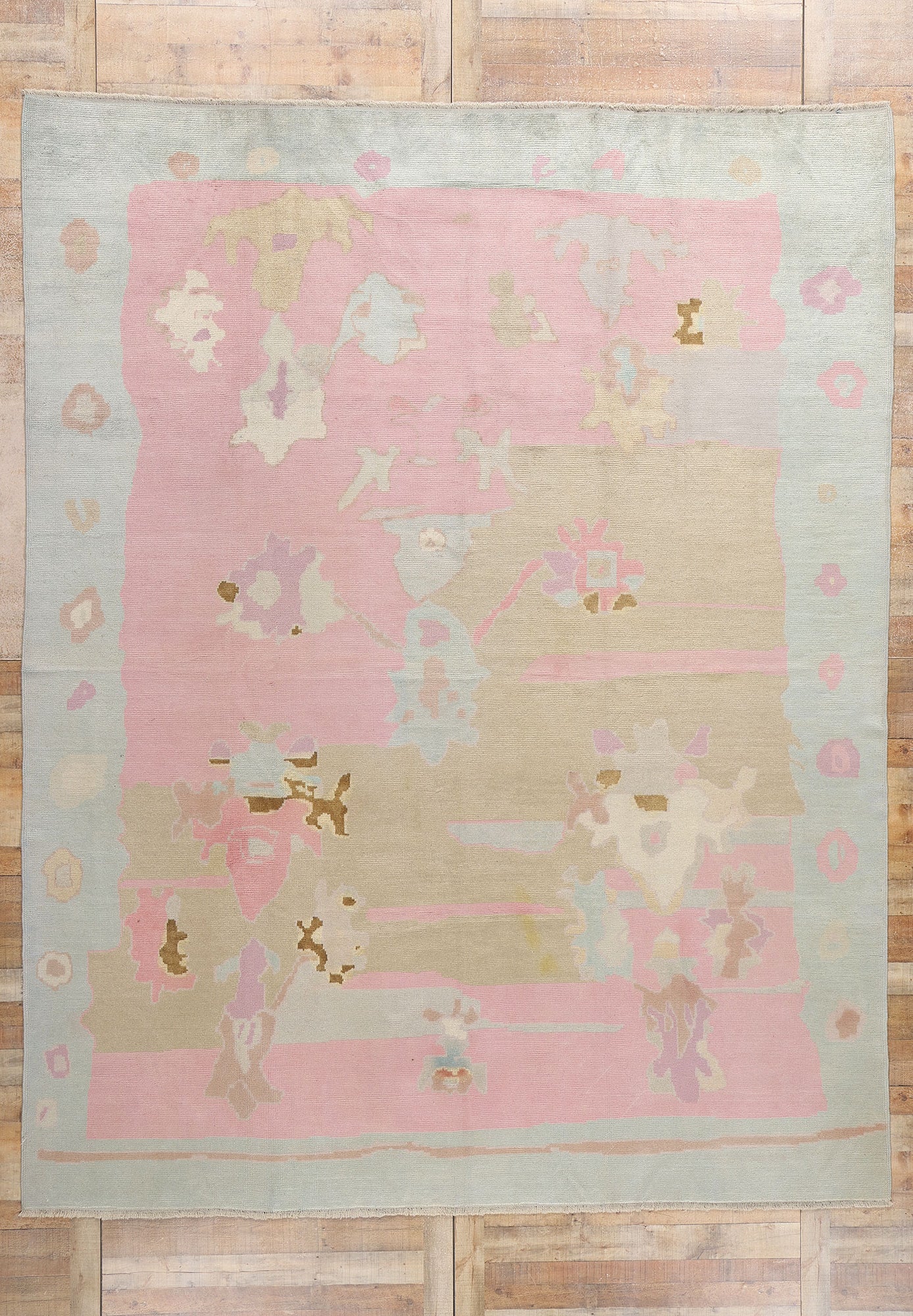 10 x 13 Modern Pink Turkish Oushak Rug 53980