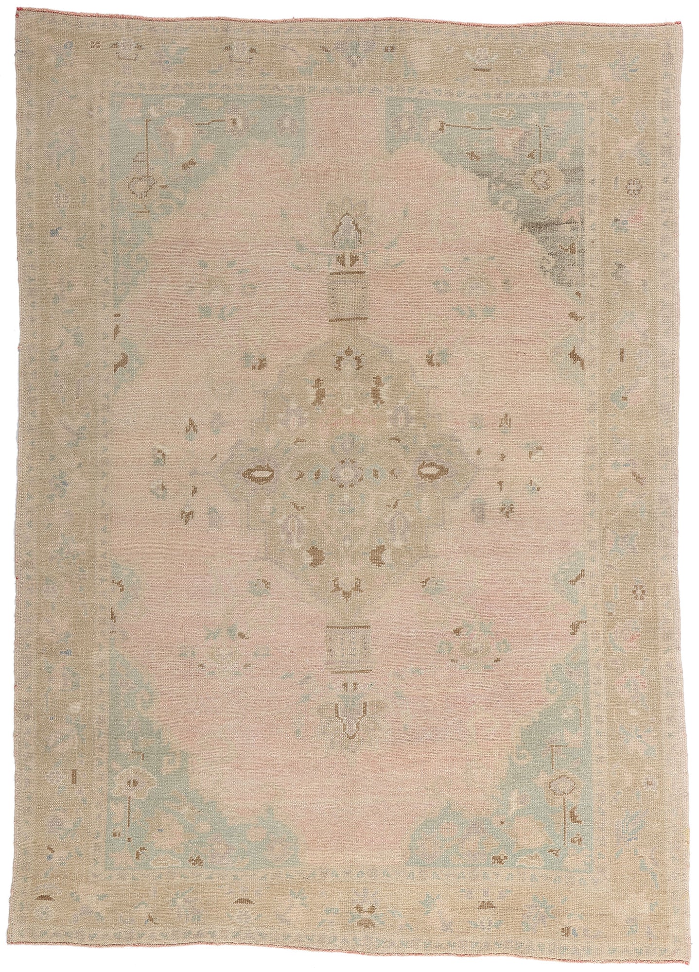 5 x 8 Vintage Pink Turkish Oushak Rug 53995